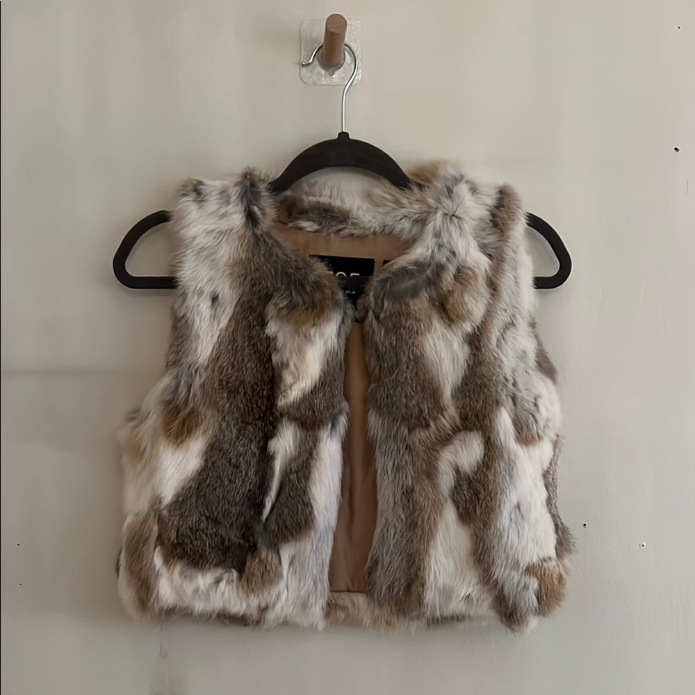 Real Fur Vest in Brown and Cream
